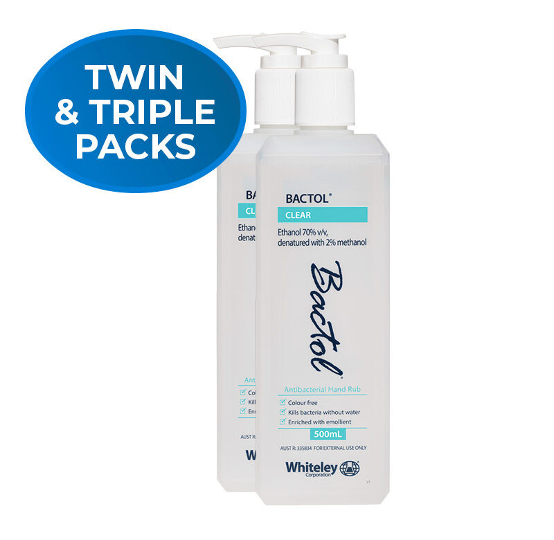 Bactol Clear 500ml Twin & Triple Packs Premium Hand Sanitiser